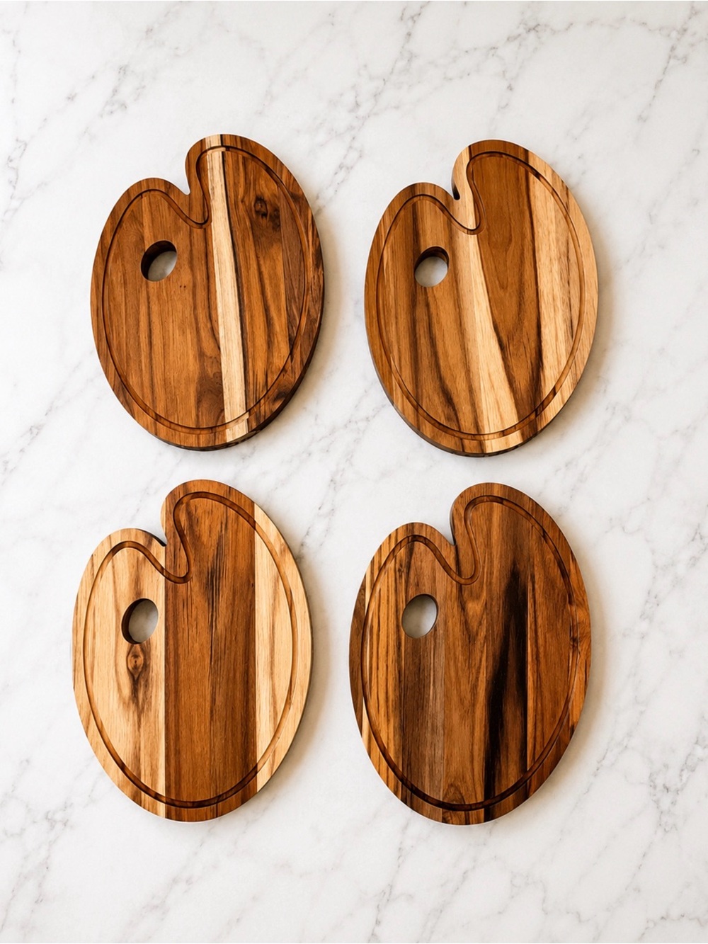 Wooden Oval Charcuterie & Cutting Board Set - Natural Mixed Wood - Picture 2 of 2